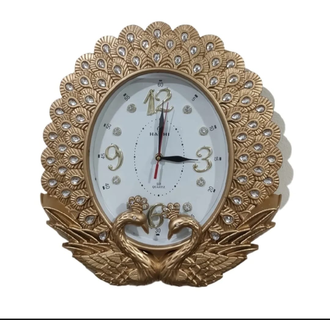 New Elegant Peacock Design Wall Clock - High-Quality Oval Decorative Timepiece