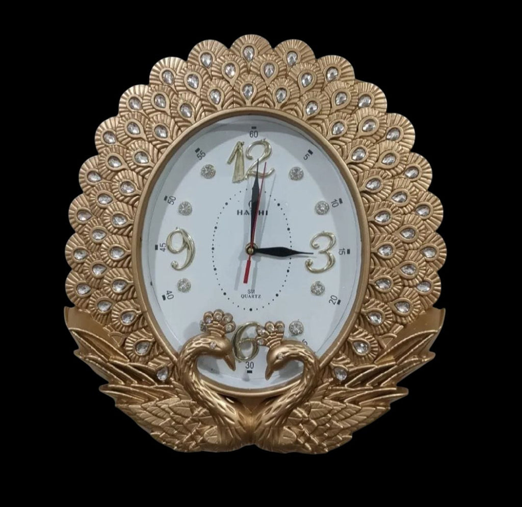 New Elegant Peacock Design Wall Clock - High-Quality Oval Decorative Timepiece (FREE DELIVERY)