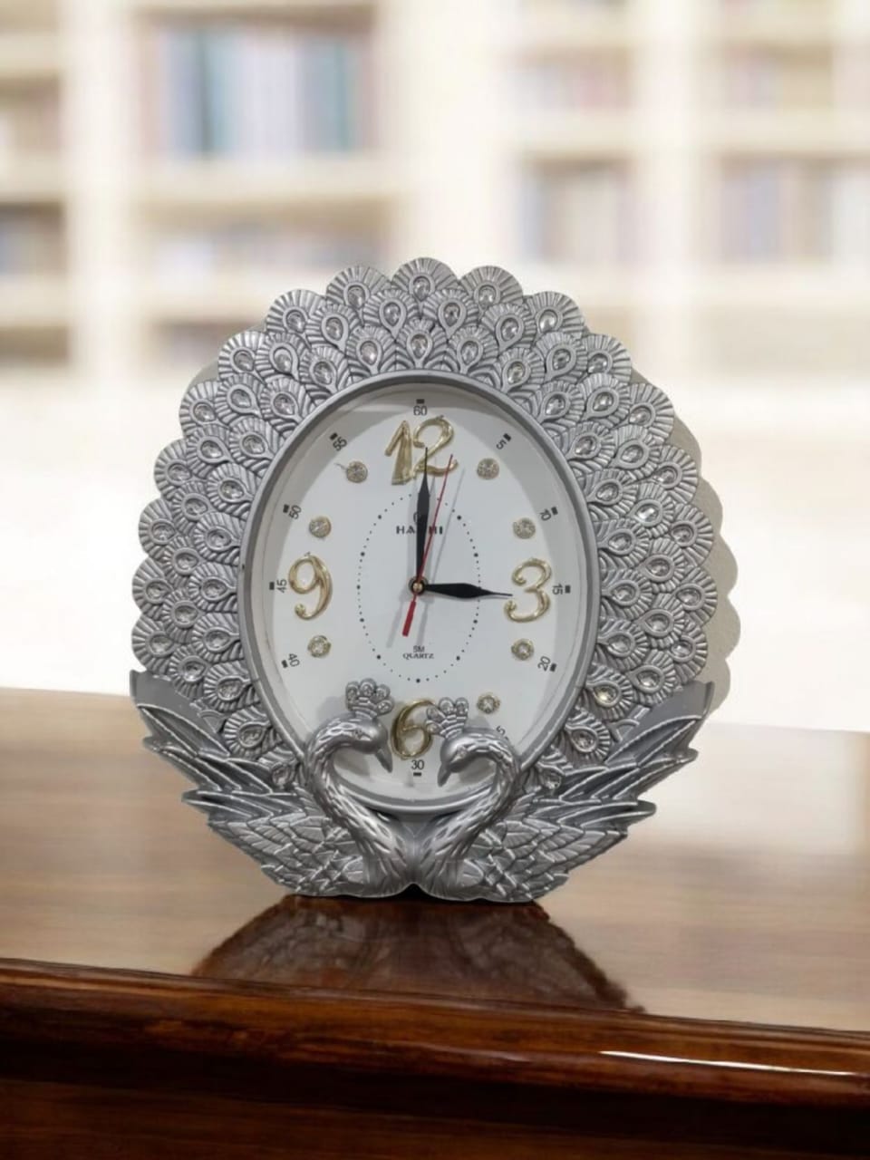 New Elegant Peacock Design Wall Clock - High-Quality Oval Decorative Timepiece