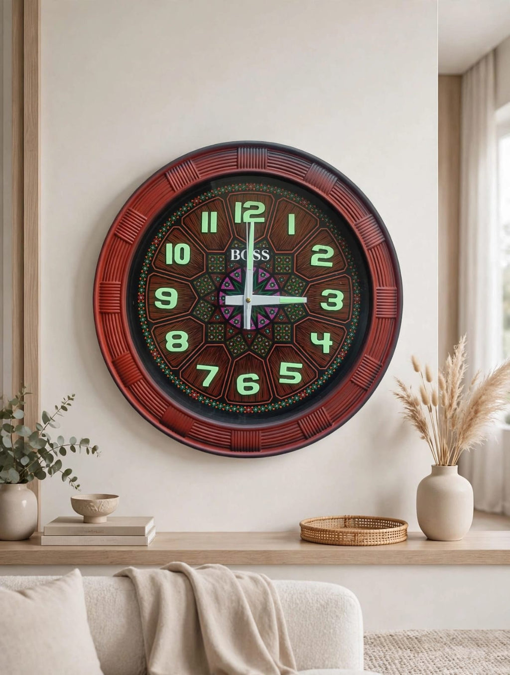 Glowing Black Wall Clock, Radium Wall Clock, Black Wall Clocks for Bedroom, Black Wall Clocks, Wall Decoration, Photoluminescent, Big Size Analog Clock, Glowing Wall Clock, Glowing Wall Clocks,Night