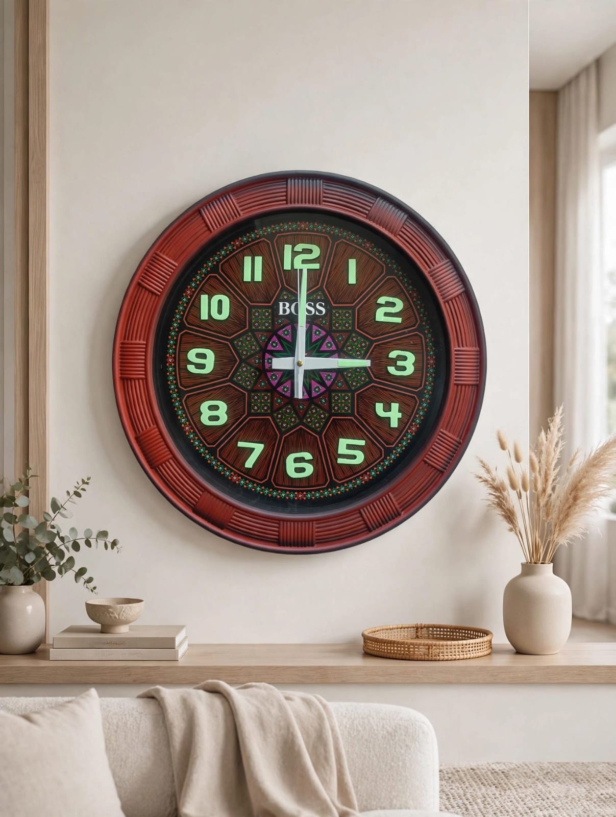 Glowing Black Wall Clock, Radium Wall Clock, Black Wall Clocks for Bedroom, Black Wall Clocks, Wall Decoration, Photoluminescent, Big Size Analog Clock, Glowing Wall Clock, Glowing Wall Clocks,Night