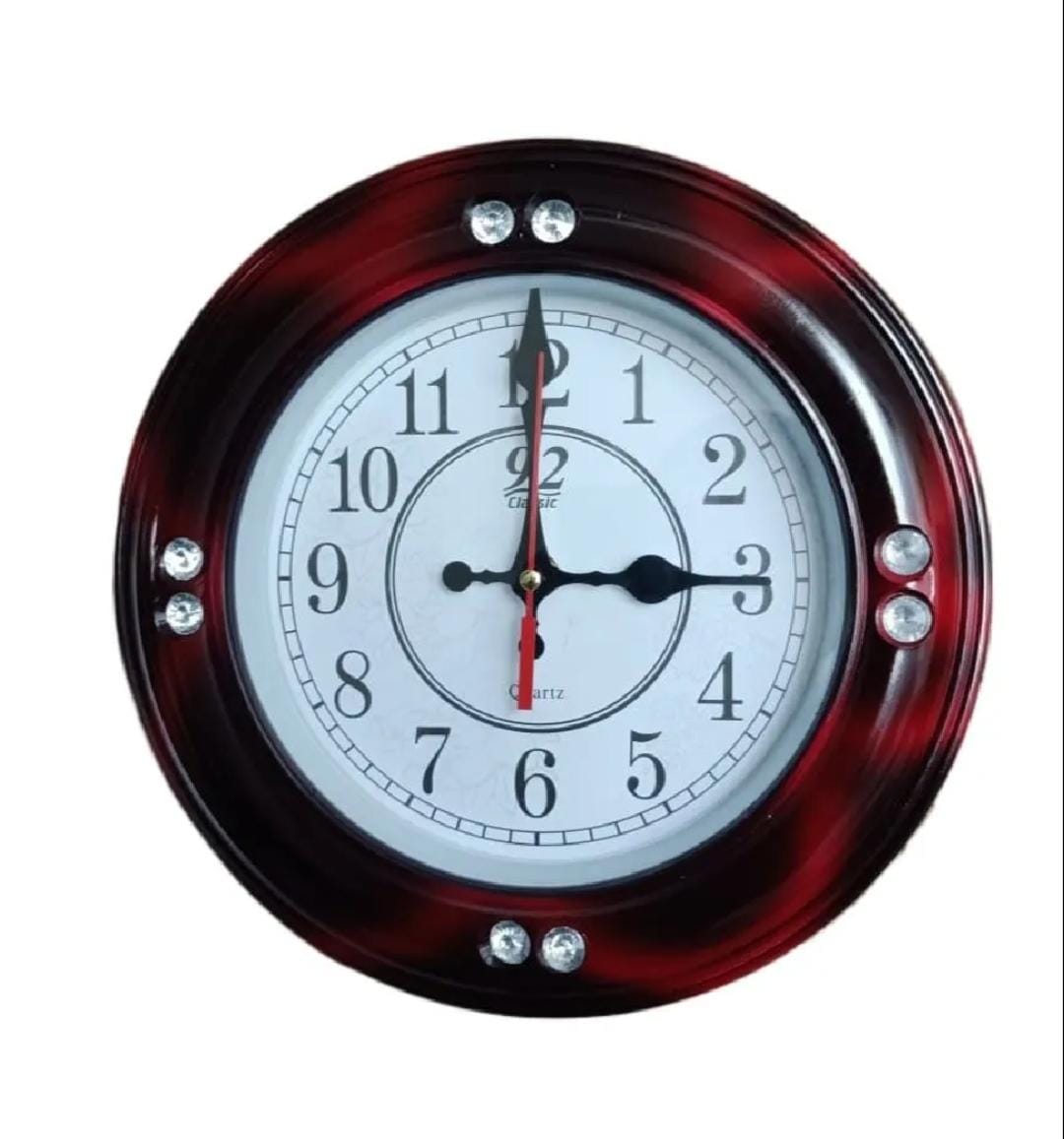 Elegant Round 9-Inch (A6-N) Plastic Wall Clock with Geometric Design
