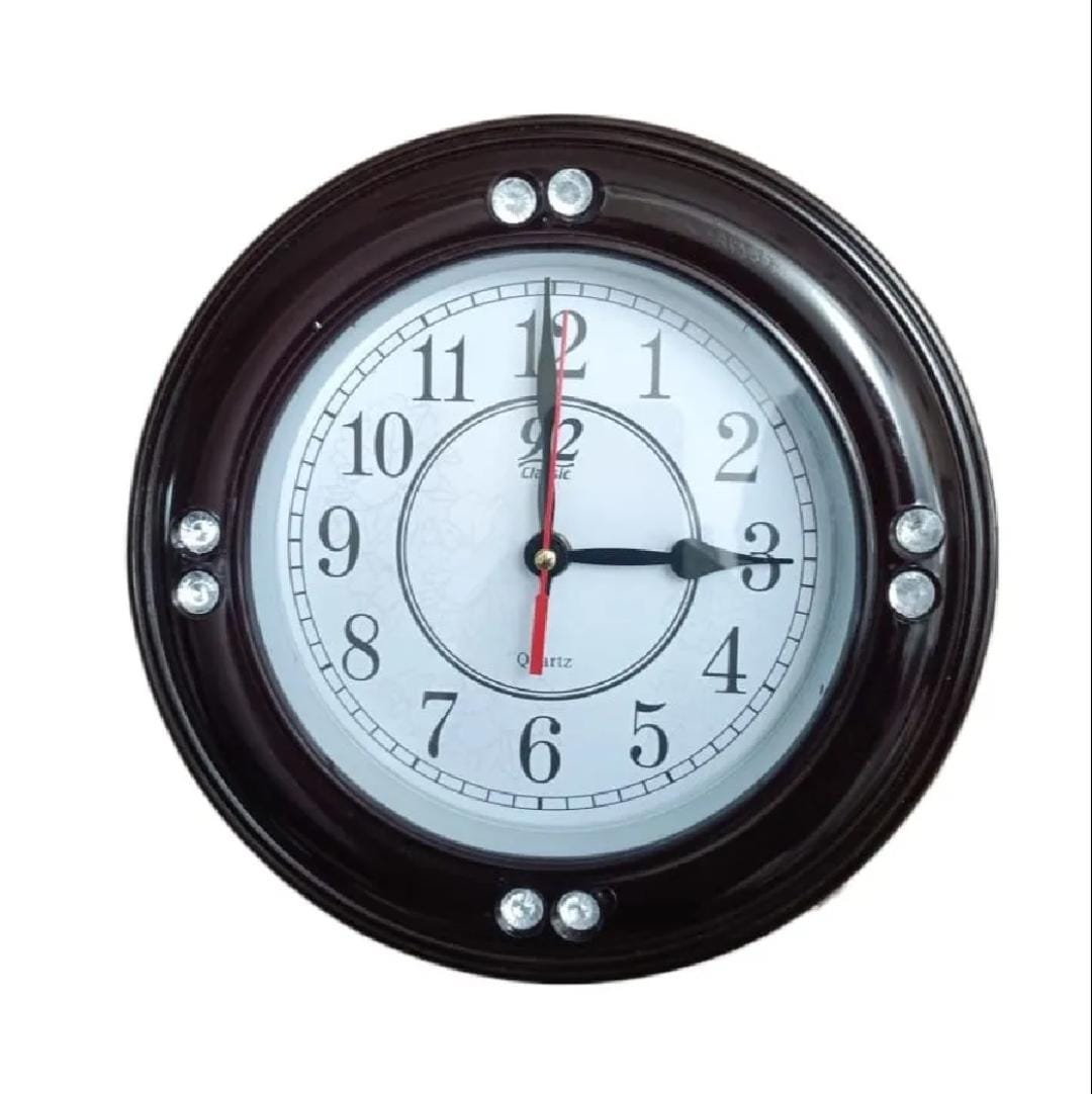 Elegant Round 9-Inch (A6-N) Plastic Wall Clock with Geometric Design