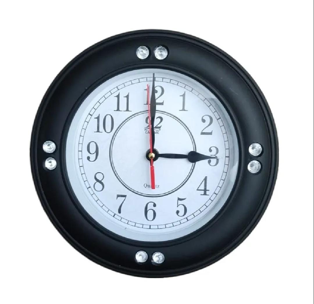 Elegant Round 9-Inch (A6-N) Plastic Wall Clock with Geometric Design